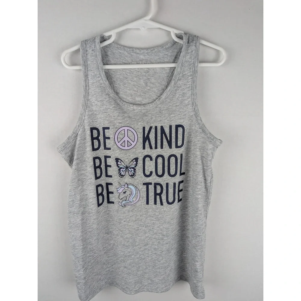 Kids The Childrens Place Gray Graphic Tank Top Be Kind Be Cool Be True Size  7 8